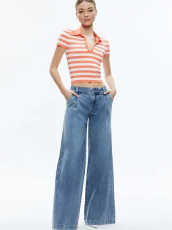 Alice and Olivia Martha Striped Polo-Women Tops