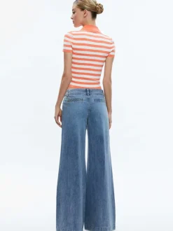 Alice and Olivia Martha Striped Polo-Women Tops