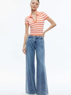 Alice and Olivia Martha Striped Polo-Women Tops
