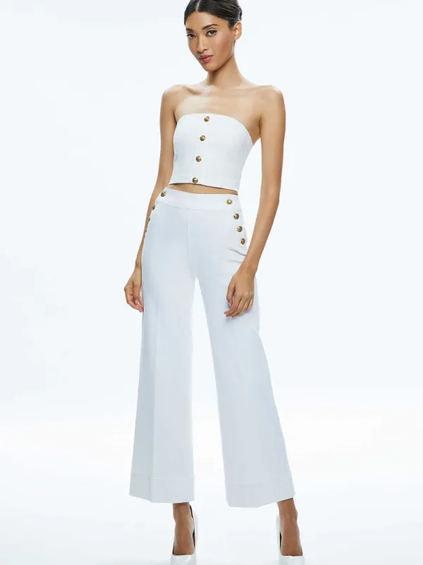 Alice and Olivia Mel Denim Button Up Bustier-Women Tops