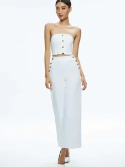 Alice and Olivia Mel Denim Button Up Bustier-Women Tops