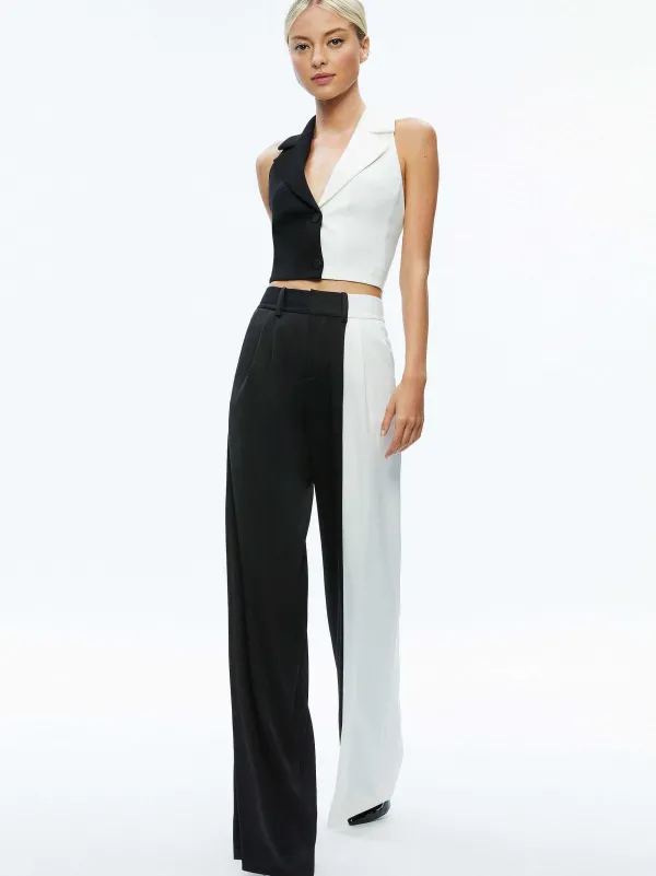 Alice and Olivia Meri Color Block Blazer Top + Pompey Color Block Pant-Women Matching Sets