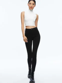 Alice and Olivia Mikah Single Button Suede Pant-Women Pants