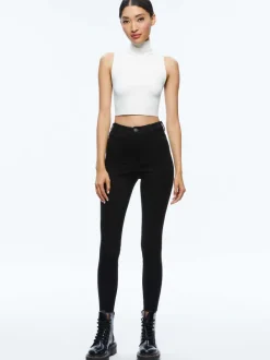 Alice and Olivia Mikah Single Button Suede Pant-Women Pants