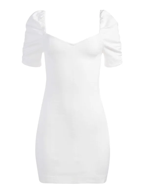 Alice and Olivia Mimi Puff Sleeve Denim Mini Dress-Women Dresses