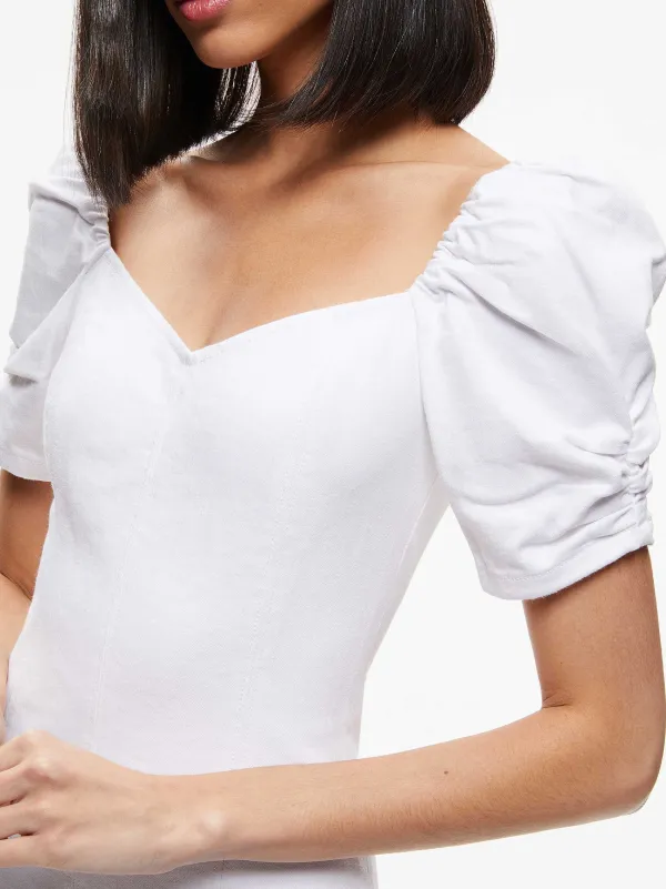 Alice and Olivia Mimi Puff Sleeve Denim Mini Dress-Women Dresses