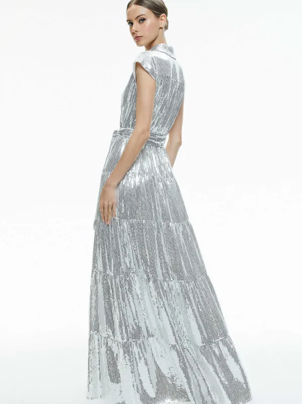 Alice and Olivia Miranda Embellished Tiered Maxi Dress-Women Dresses
