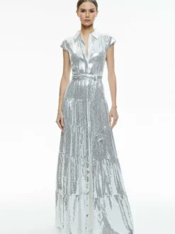 Alice and Olivia Miranda Embellished Tiered Maxi Dress-Women Dresses
