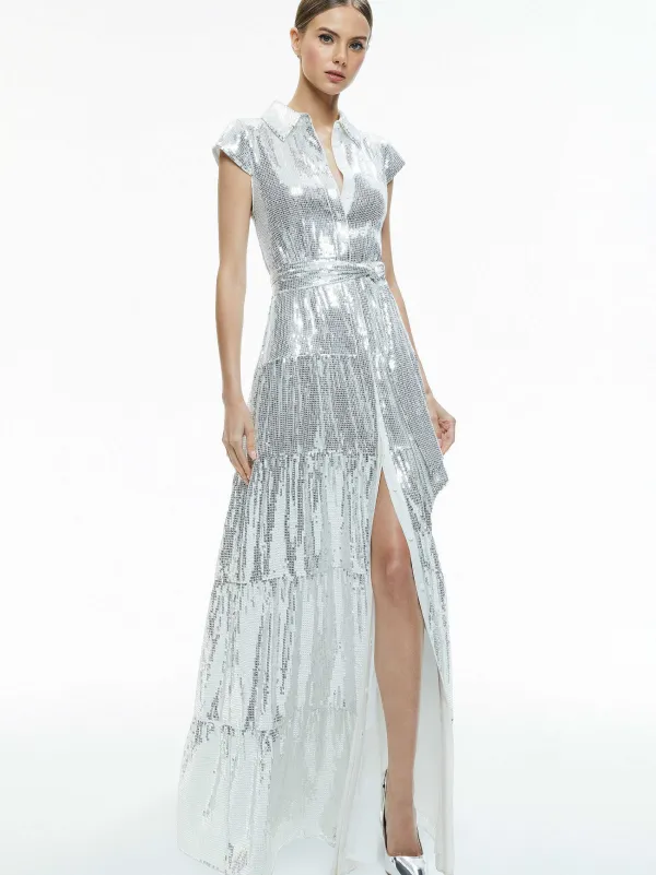 Alice and Olivia Miranda Embellished Tiered Maxi Dress-Women Dresses