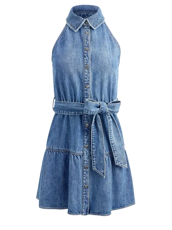 Alice and Olivia Miranda Sleeveless Mini Denim Dress-Women Dresses