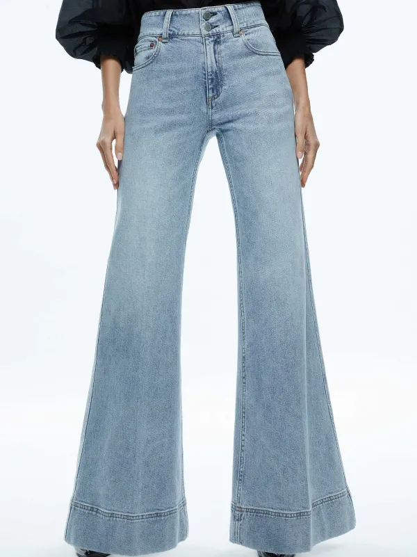 Alice and Olivia Missa High Rise Wide Leg Jean-Women Pants