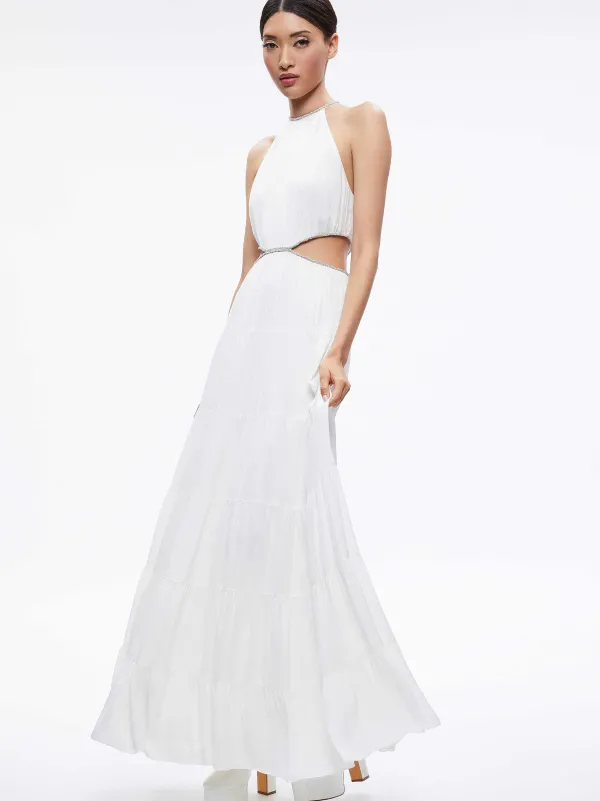 Alice and Olivia Myrtice Embellished Cut Out Maxi Dress-Women Dresses