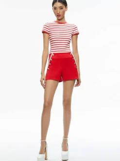 Alice and Olivia Narin High Rise Button Front Short-Women Shorts