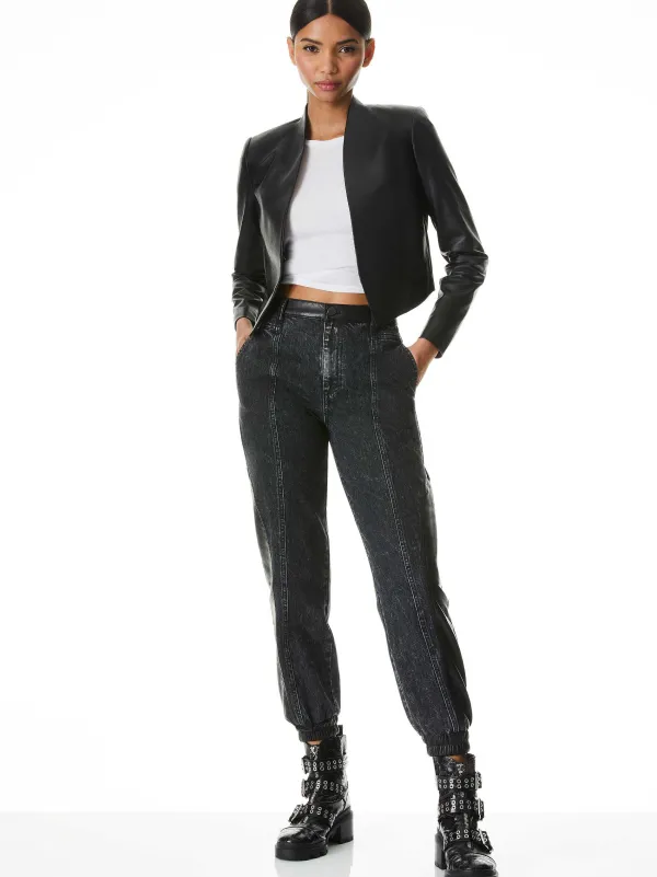 Alice and Olivia New Harvey Leather Jacket-Women Jackets + Coats