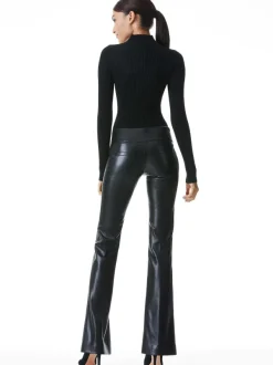 Alice and Olivia Olivia Vegan Leather Bootcut Pant-Women Pants