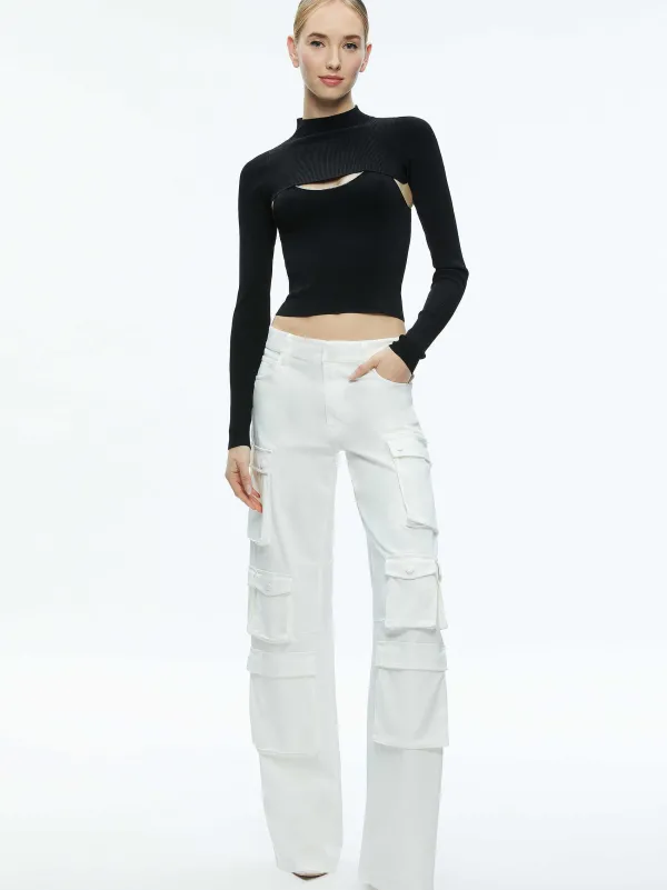 Alice and Olivia Olympia Mid Rise Baggy Cargo Pants-Women Pants