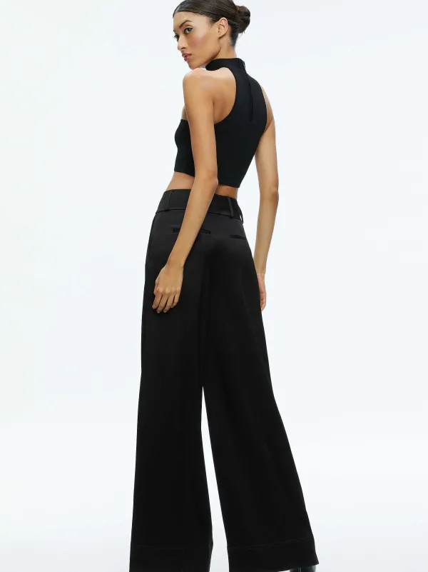 Alice and Olivia Raya Mock Neck Racerback Cropped Pullover-Women Tops