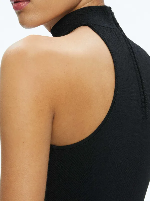 Alice and Olivia Raya Mock Neck Racerback Cropped Pullover-Women Tops