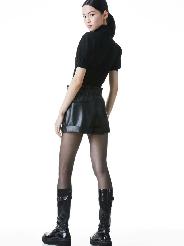 Alice and Olivia Reagan Vegan Leather Paperbag Short-Women Shorts