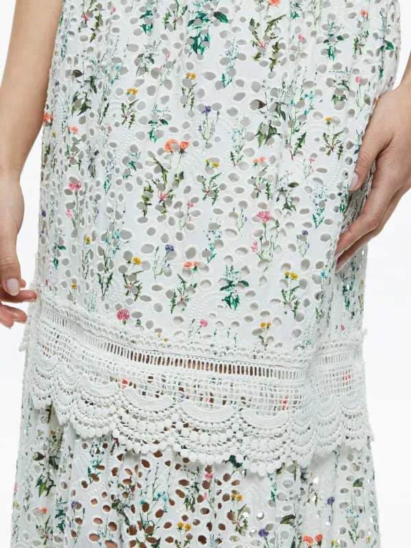 Alice and Olivia Reise Embroidered Tiered Maxi Skirt-Women Skirts