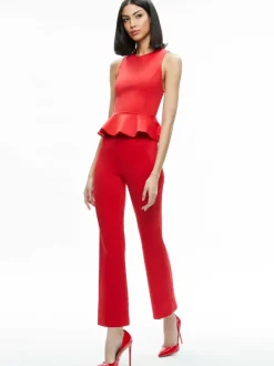 Alice and Olivia Rmp Mid Rise Back-Zip Bootcut Ankle Pant-Women Pants