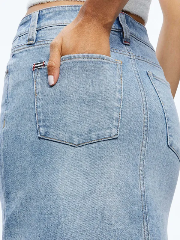 Alice and Olivia Rye Midi Denim Skirt-Women Skirts