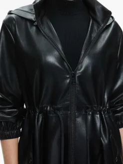 Alice and Olivia Simson Vegan Leather Windbreaker-Women Jackets + Coats