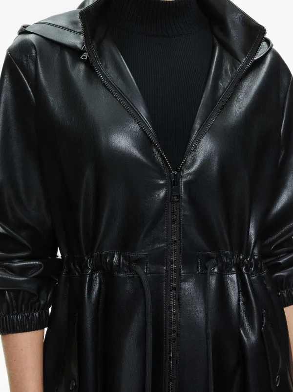 Alice and Olivia Simson Vegan Leather Windbreaker-Women Jackets + Coats