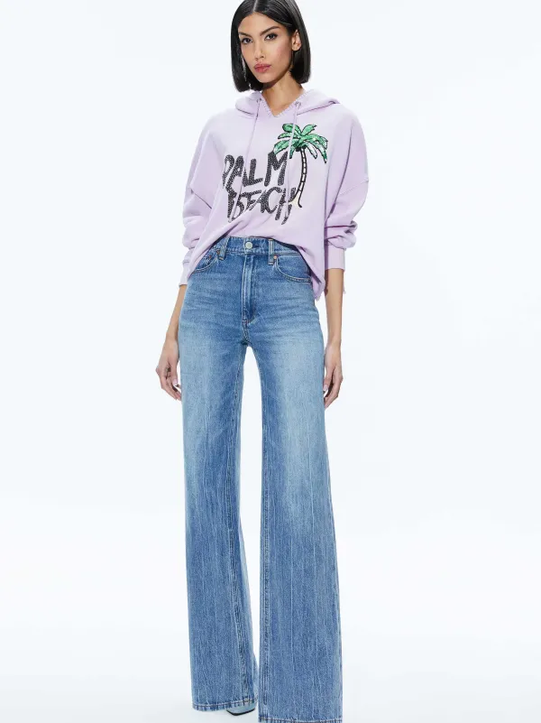 Alice and Olivia Sunny Boxy Cropped Hoodie-Women Sweaters