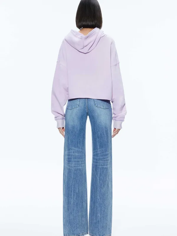 Alice and Olivia Sunny Boxy Cropped Hoodie-Women Sweaters
