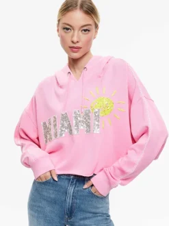 Alice and Olivia Sunny Boxy Cropped Hoodie-Women Sweaters