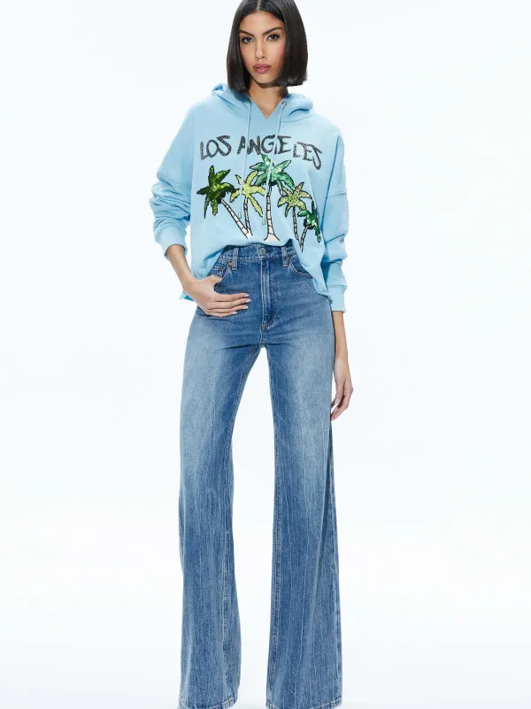 Alice and Olivia Sunny Boxy Cropped Hoodie-Women Sweaters