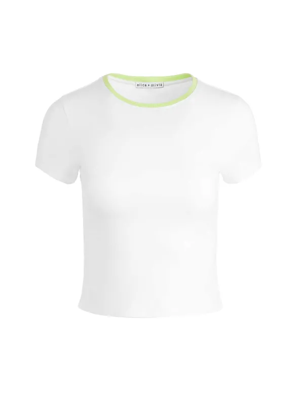 Alice and Olivia Tashia Ringer Baby Tee-Women Tops