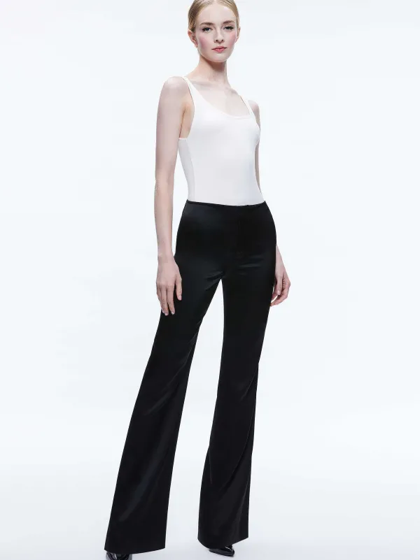 Alice and Olivia Teeny Satin Bootcut Pant-Women Pants