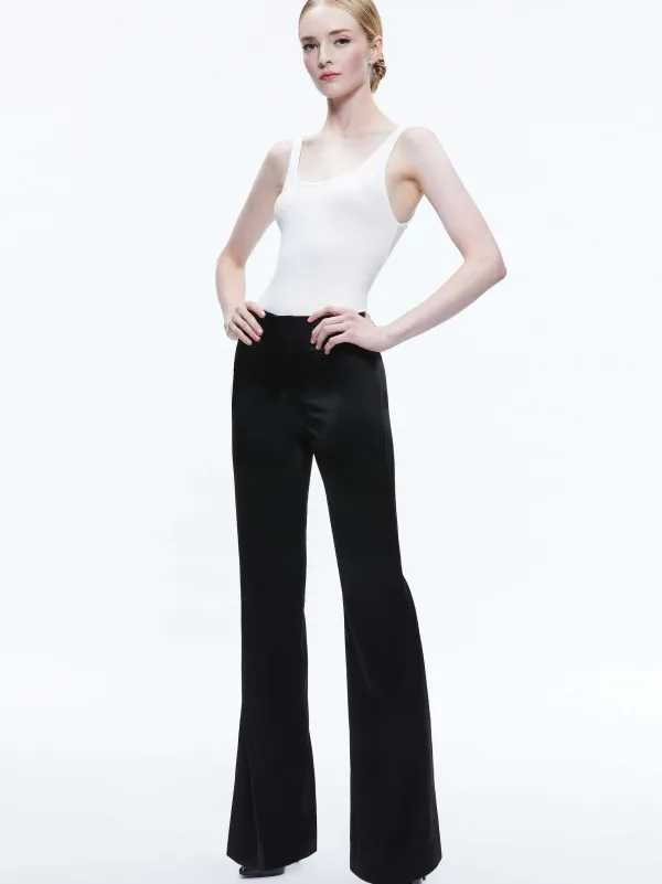 Alice and Olivia Teeny Satin Bootcut Pant-Women Pants