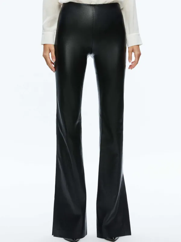 Alice and Olivia Tina Vegan Leather Split Hem Pant-Women Pants