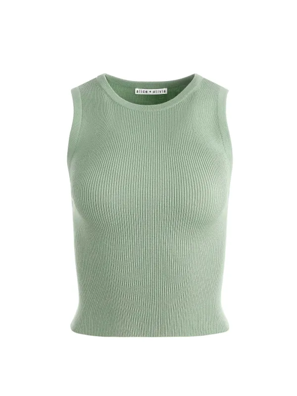 Alice and Olivia Tonita Ribbed Tank-Women Tops