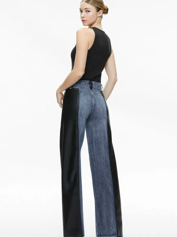 Alice and Olivia Trish Vegan Leather Baggy Jean-Women Pants