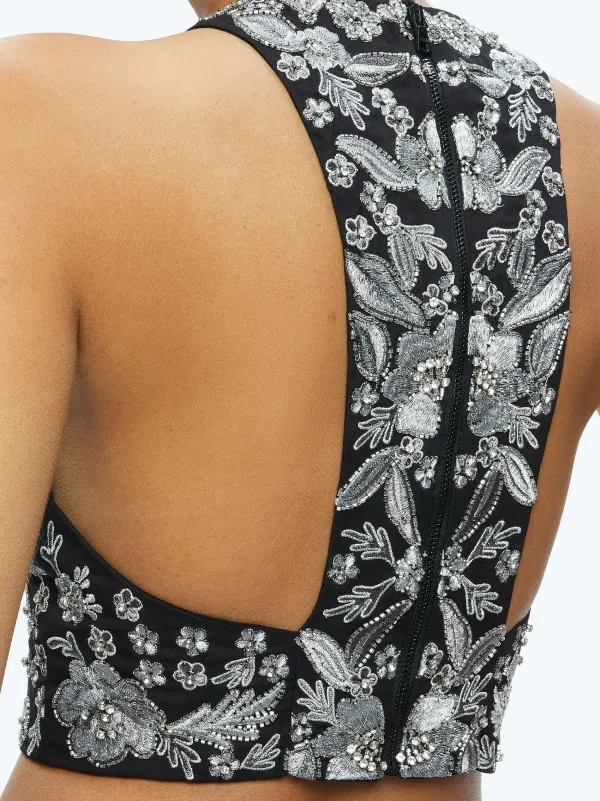 Alice and Olivia Tru Racer Back Fitted Crop Top-Women Tops