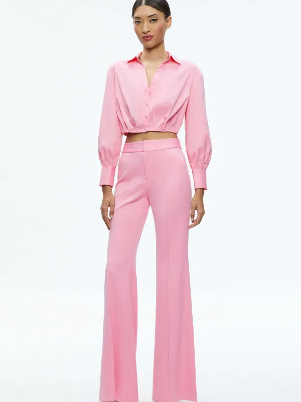 Alice and Olivia Trudy Cropped Button Down-Women Tops