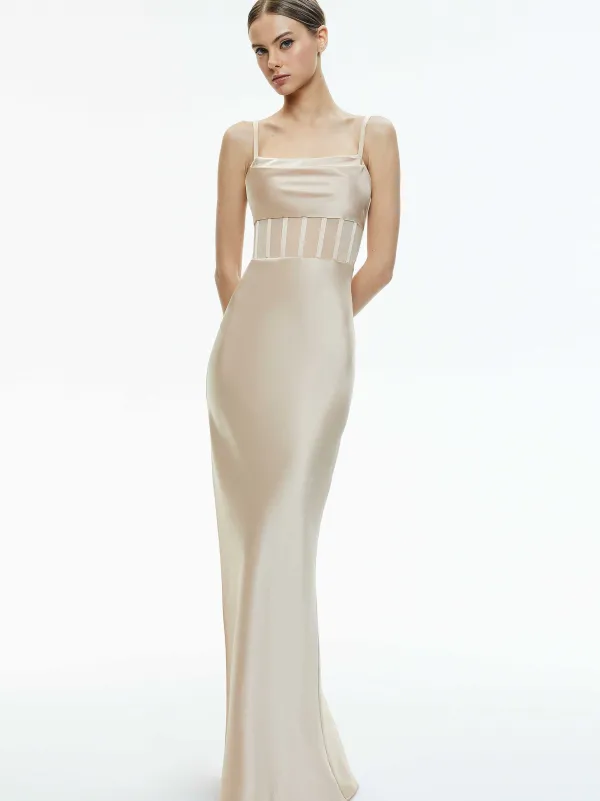 Alice and Olivia Valentina Draped Corset Maxi Dress-Women Dresses