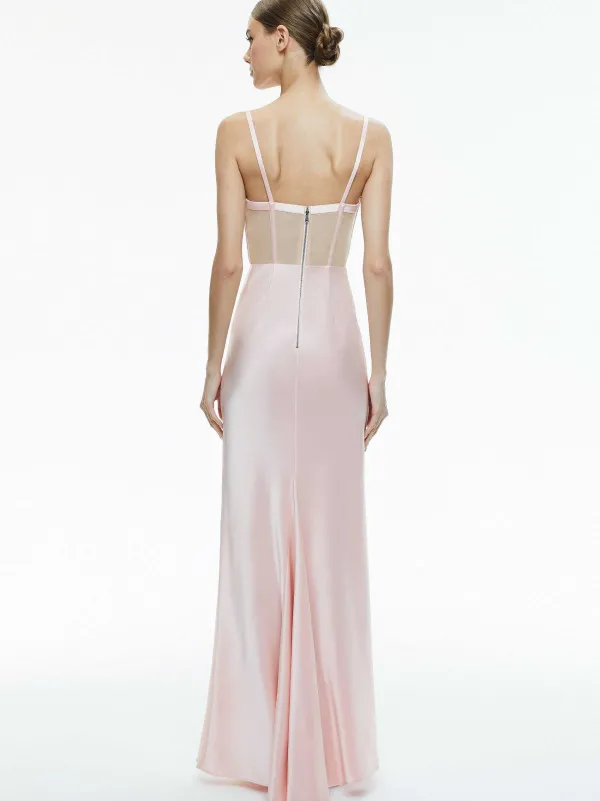 Alice and Olivia Valentina Draped Corset Maxi Dress-Women Dresses