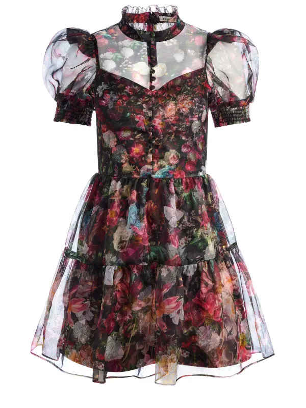 Alice and Olivia Vernita Puff Sleeve Mini Dress-Women Dresses