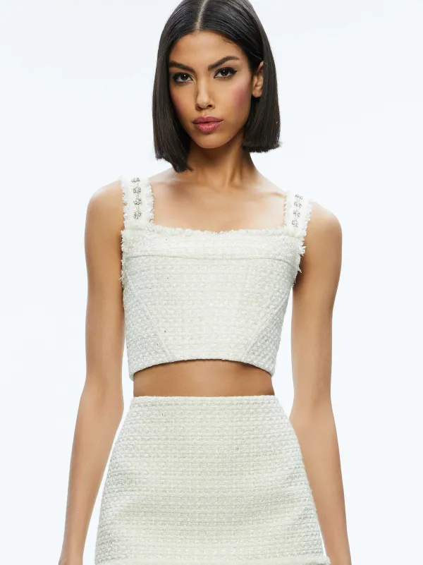 Alice and Olivia Vicenta Embellished Structured Corset-Women Tops
