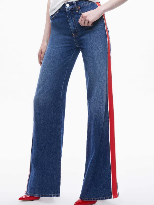 Alice and Olivia Weezy Side Stripe Jean-Women Pants