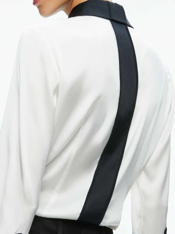Alice and Olivia Willa Fitted Placket Top-Women Tops