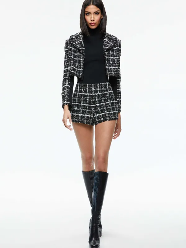 Alice and Olivia Yardley Cropped Fray Hem Jacket-Women Jackets + Coats